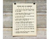Vintage Industrial Factory Rules Sign -- Industrial Poster