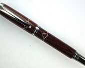 Handcrafted Wooden Pen Hand Turned Cocobolo Wood Aluminum Scallop accents Black Titanium Hardware 426T