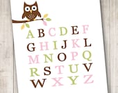Pink Forest Owl Uppercase Letters Wall Art - INSTANT DOWNLOAD - Digital File - Print Your Own (You Print)