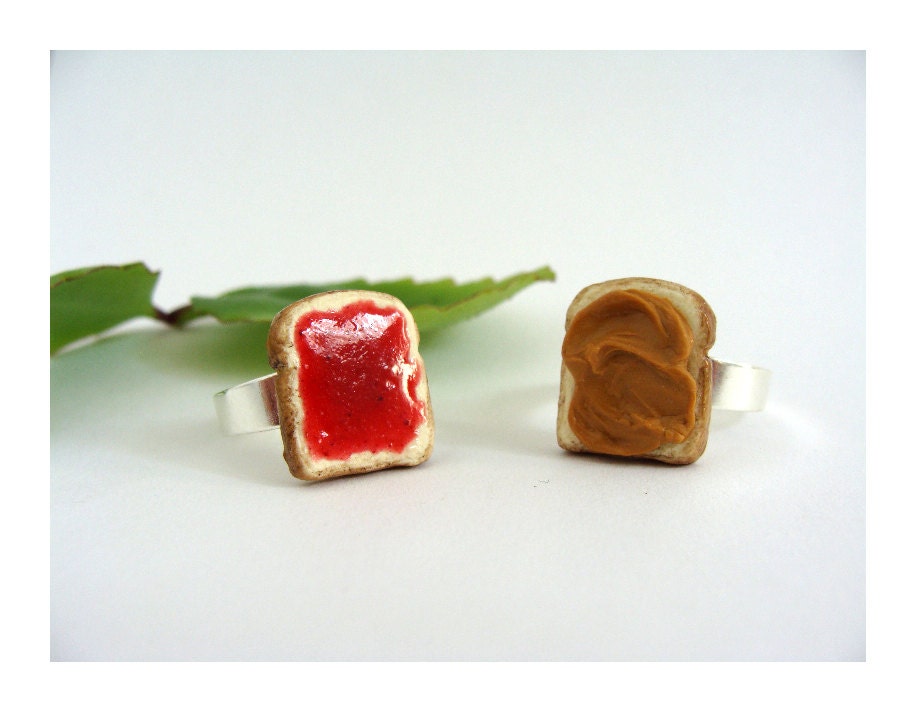 Peanut Butter and Jelly Best Friends Ring Set - Choose your own flavors.