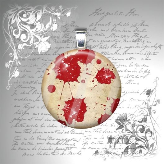 Bloody Splatters or Bloody Drops - American Horror Story Inspired - 1 Inch Glass Circle Photo Pendant Necklace
