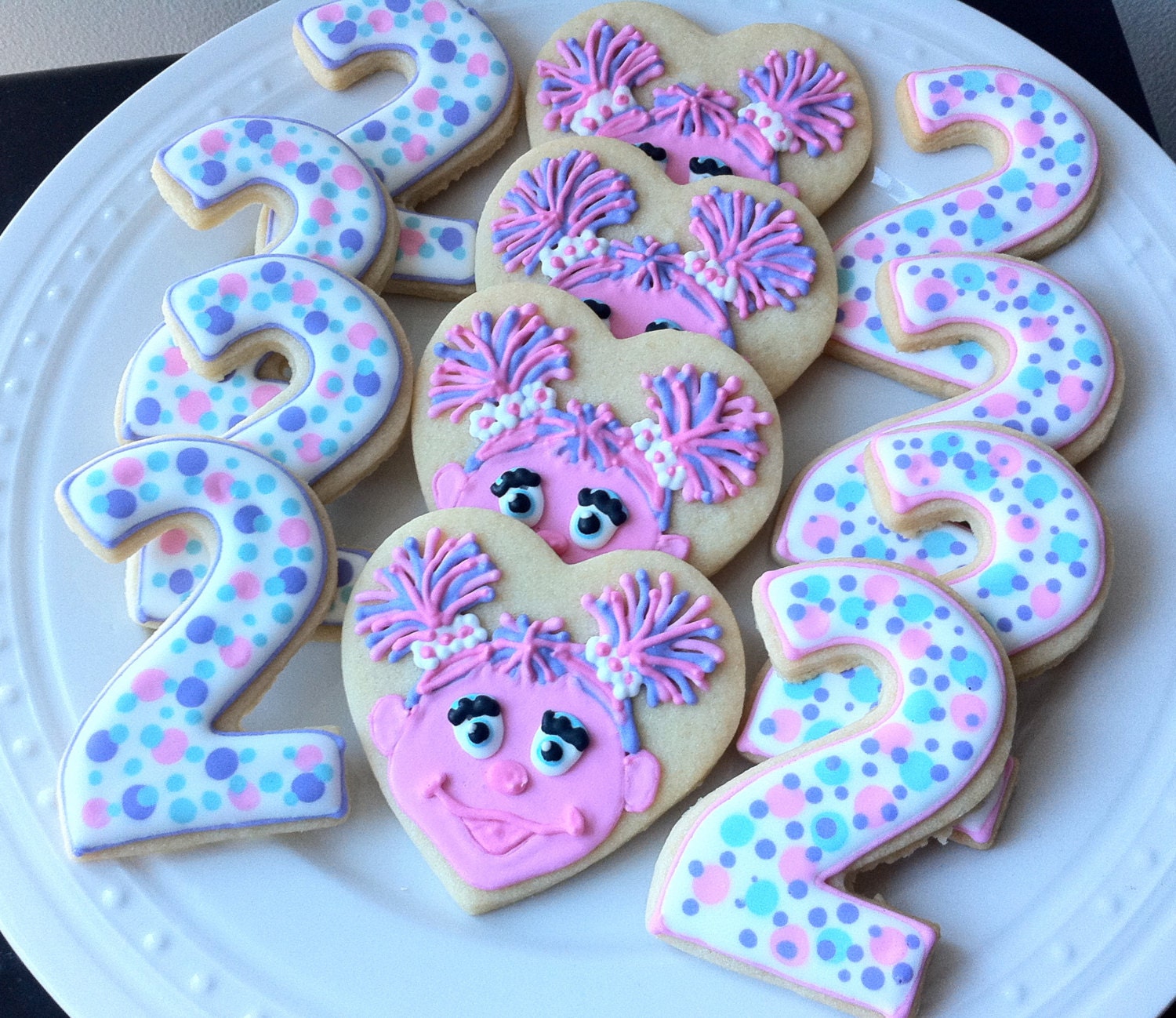 Decorated Custom Abby Cadabby and Number Cookies, Perfect for your Sesame Street Birthday Party