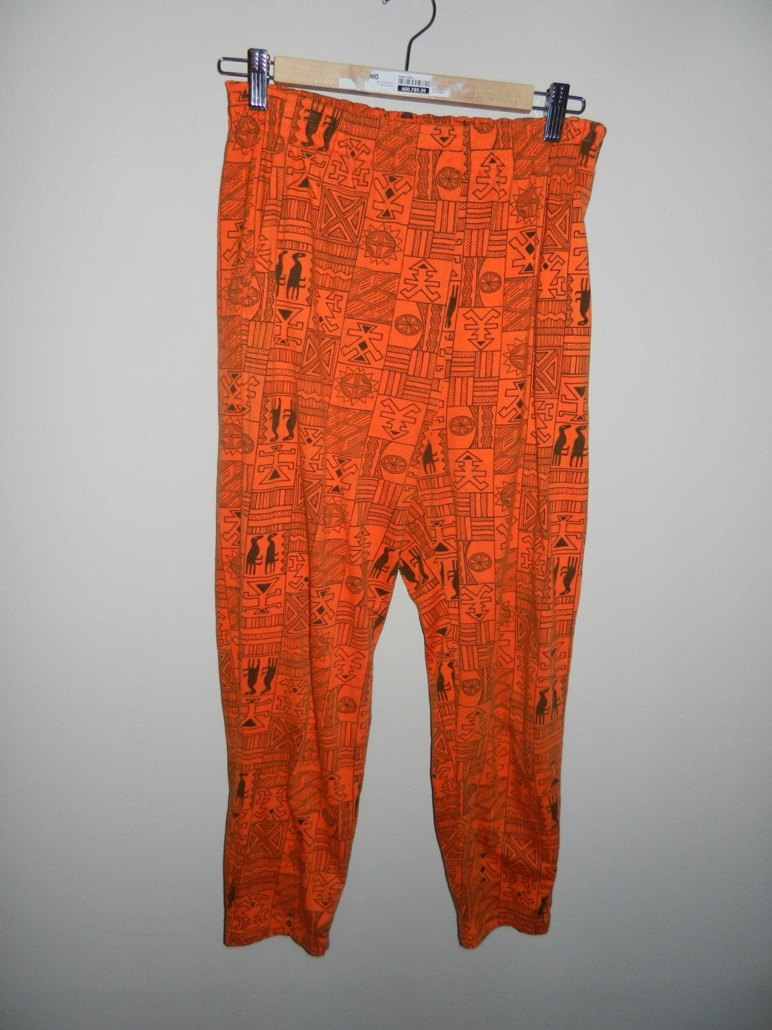 Rad Egyptian Print Neon Orange Baggy Pants