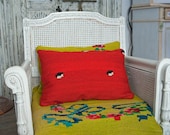Handwoven Woolen Kilim Pillow Cower, 22" X 14" Decorative Pillow, Red Kilim Pillow Cower