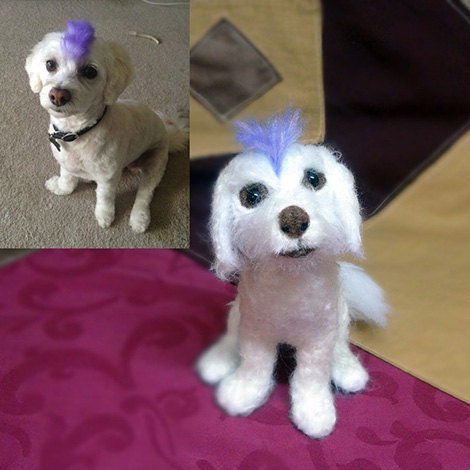 Needle Felted Custom Sculpture 3d Portrait of Your Favorite Pet Dog 5-6 inches