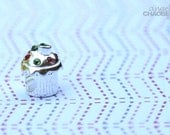 Rhinestone Cupcake european Charm bead - fit for bracelets
