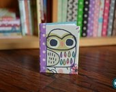 Miniature Sketchbook (S) - 'Owl in Purple' with blank pages (MSD/Tiny sized) for dolls