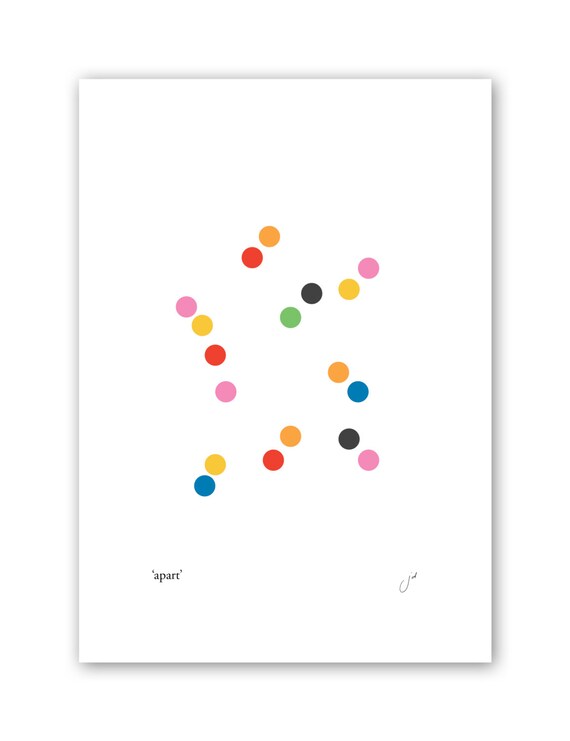 Apart - Medium - Blue, Green, Pink, Yellow Dot Art Print