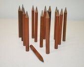 Mini retro pencils, vintage office chocolate brown wooden pencils art, miniature craft supplies art utensils