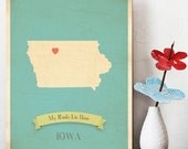 25% OFF SALE Iowa Roots Map 11x14 Customized Print