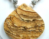 SALE African Queen Picture Jasper Necklace, Stone Pendant, Brown,Tan,  Stone Necklace, Statement Necklace, Southwestern