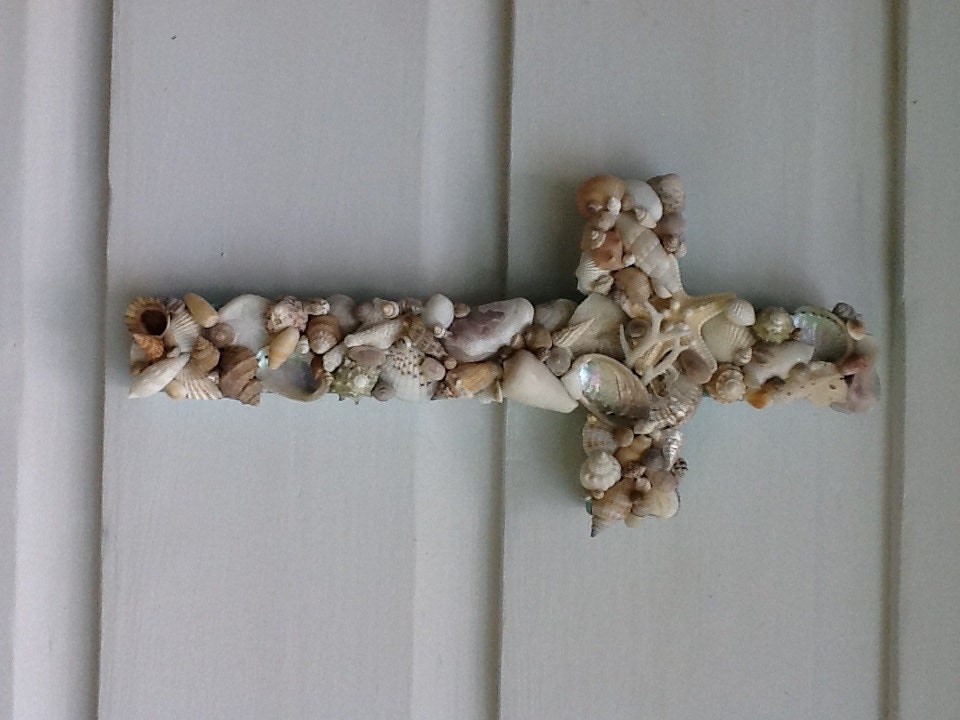 Seashell Reclaimed Wood Cross