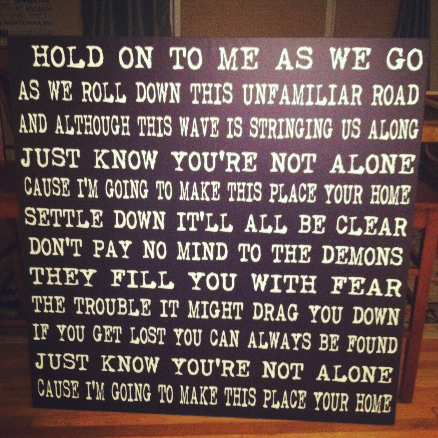Large 30x30 Custom Canvas, personalized gift, Song lyrics, letters, Phillip Phillips, Song on Canvas