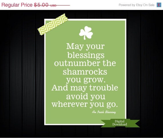 SALE Irish Blessing Quote Subway Art  Digital File Printable 8 x 10 PDF