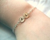Personalized Two Initial Bracelet -- Sterling Silver -- Mothers Bracelet -- Bride/Wedding -- Simple/Elegant -- MADE TO ORDER