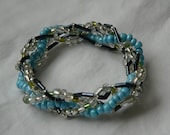 Water 5 Strand Beaded Stretch Bracelet - Custom Made to Size