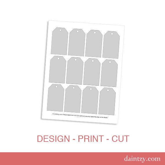Instant Download: Luggage Tag Gift Tag Printable Template - DIY Make Your Own Mini Gift Tag Thank You Template by daintzy