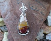 Mookaite Jasper Sterling Silver Wire Wrapped Stone Pendant