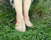 Cream orange crochet barefoot sandals. beaded bottomless sandles, beach wedding, Lolita shoes sexy foot jewelry, yoga, bellydance