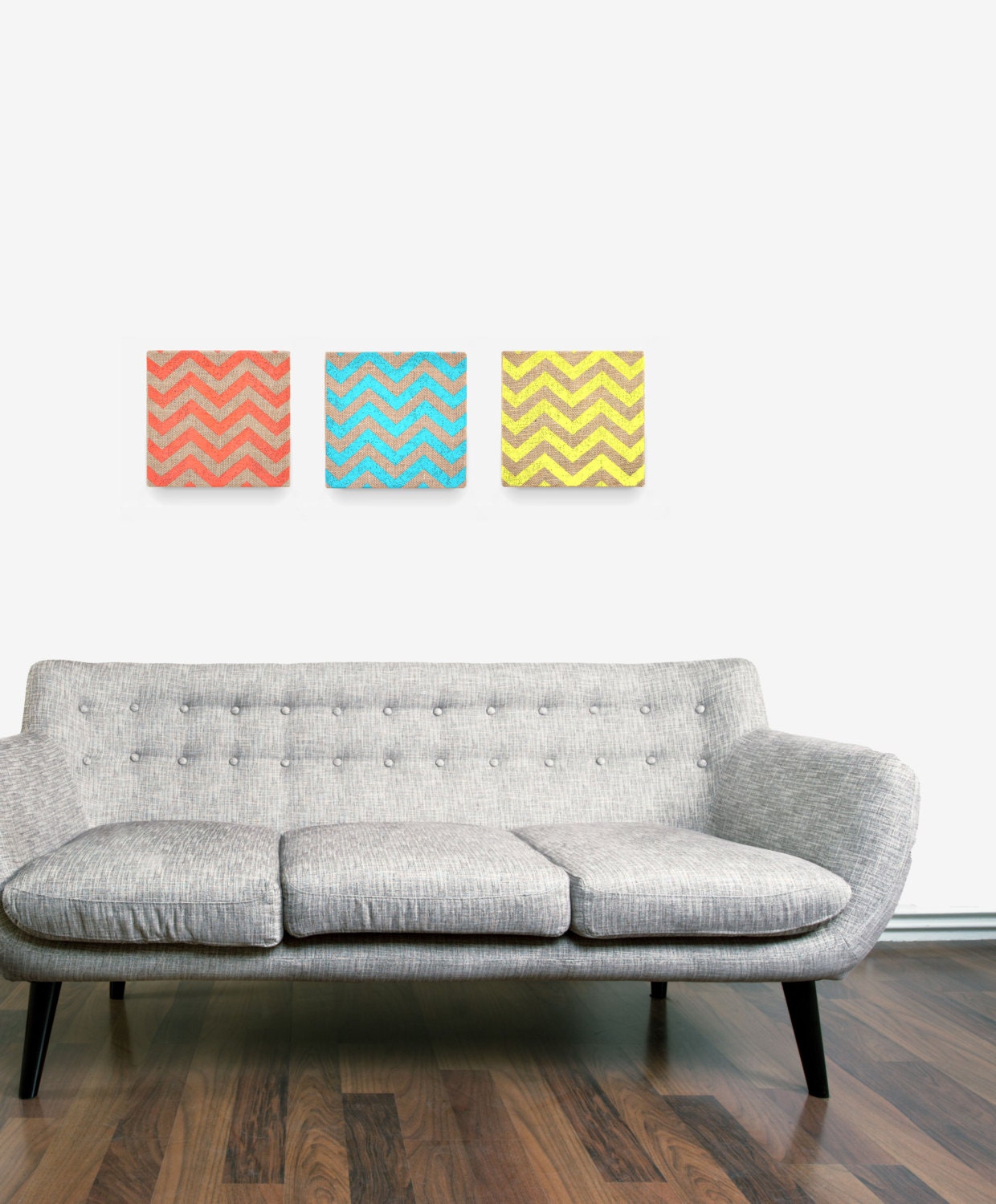 Chevron, Stretched Burlap Set.