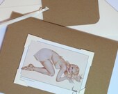Blonde Honey Pin Up Varga Girl Blank Retro Greeting Card