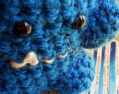 Monster Crochet Stuffed Toy Red Spikes Yarn Royal Blue