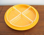 Modernist Yellow Plastic Lucite Serving Set / Appetizer Hors doeuvre Snack Platter / Andre Morin Collection IPL Canada / Space Age Plastic