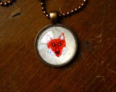 Red-Orange Fox Art Pendant Necklace
