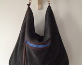 X- Large dark green suede leather purse