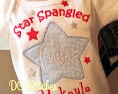 Star Spangled Cutie Fireworks Patriotic 4th of July Embroidery Monogrammed Shirt