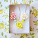 Three Garden Wedding Party Vintage Rose Necklace , Bridesmaids Rose Necklaces Bundle