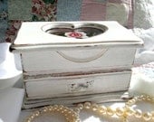 Shabby Chic Jewelry Box Upcycled Chippy White Country Chic Vintage Box Valentine Heart