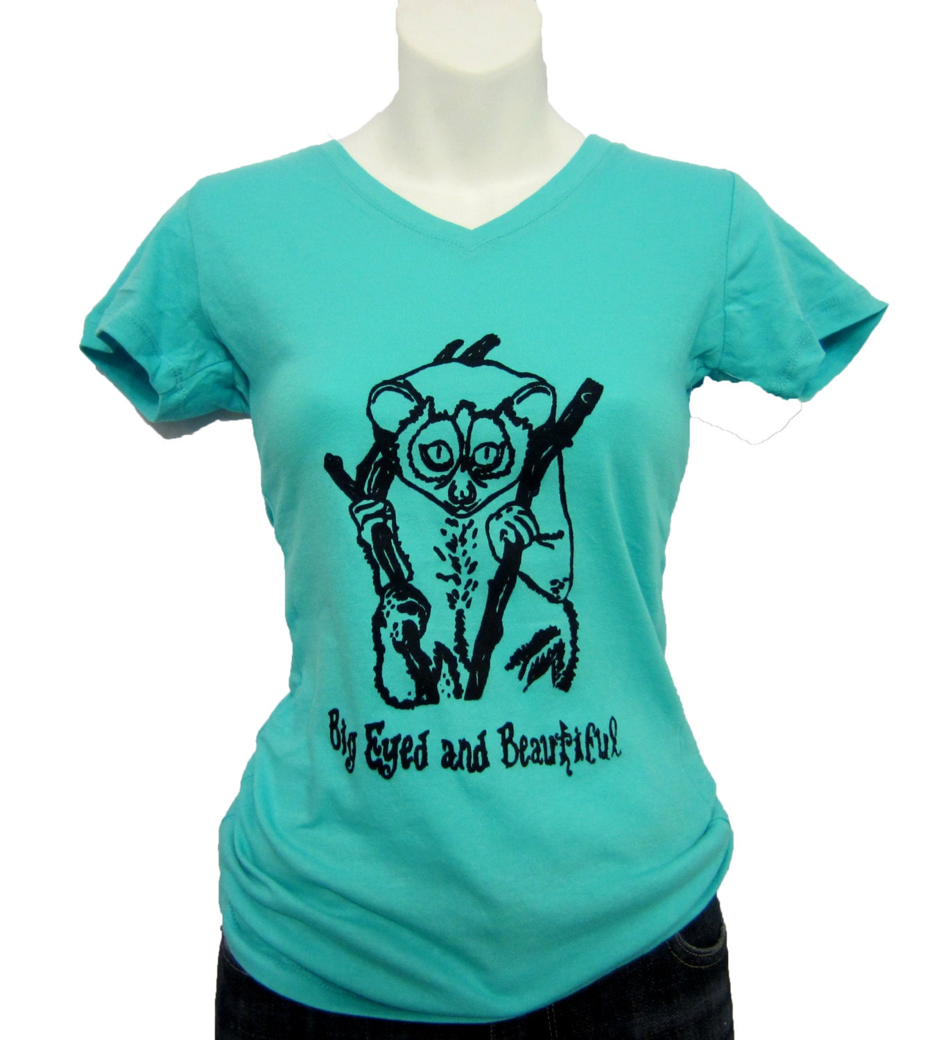 Slow Loris - Strange but Cute Animal Screenprinted T-shirt - Big Eyed and Beautiful