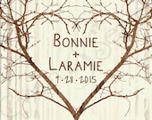 Branch Heart - Wedding Save the Date Design - 4x5 Postcard - Vintage Rustic Nature Woodland Tree Twigs - Brown Tan Sepia Ivory Cream