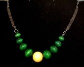 Green and Yellow Wood Neon Necklace