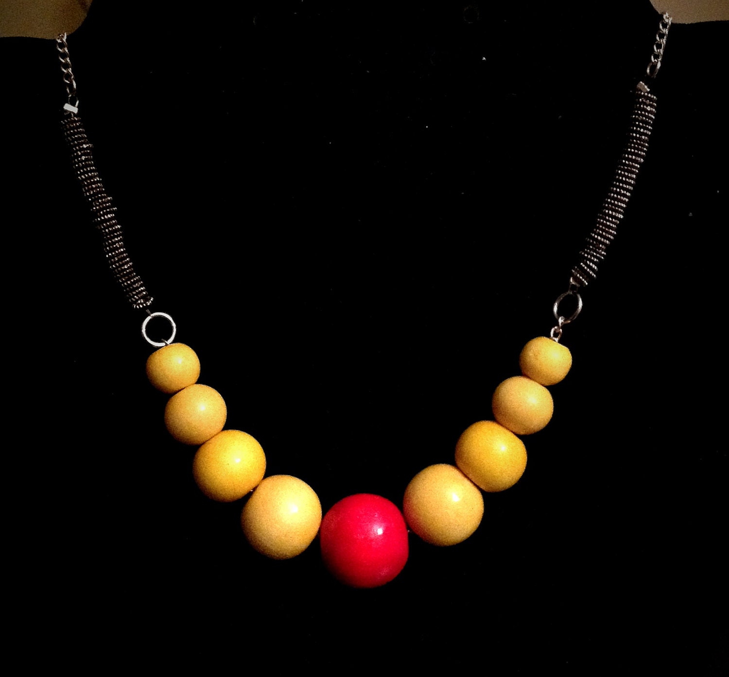 Yellow and Red Wood Neon Necklace