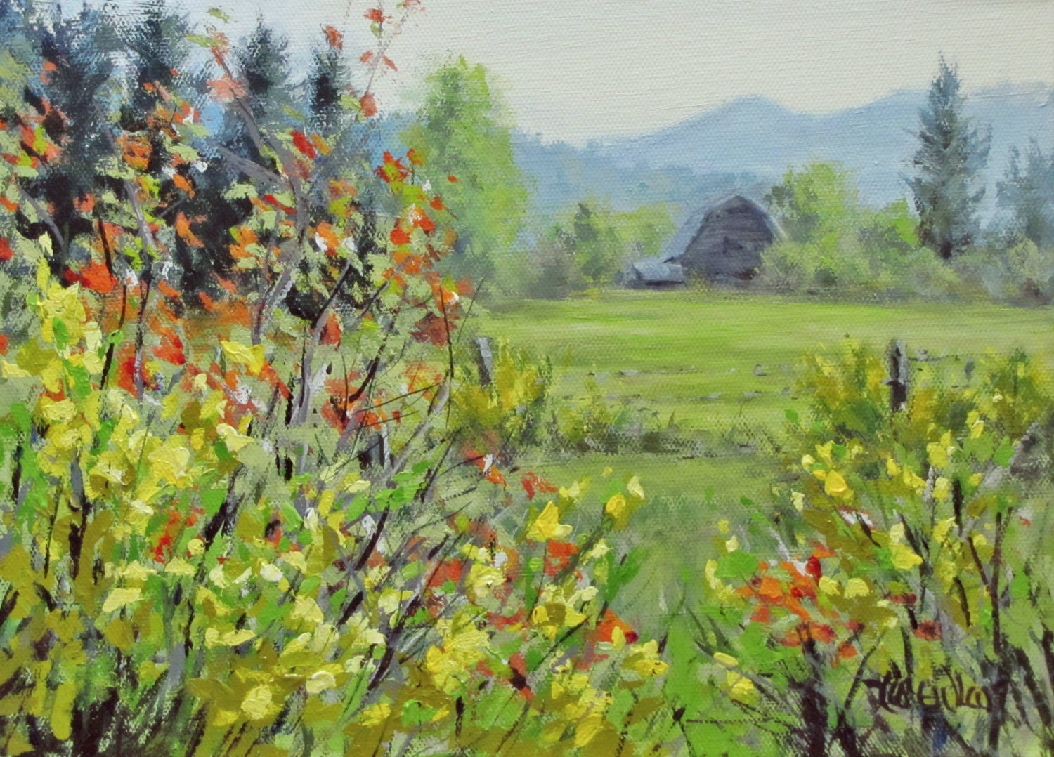 Original Landscape Painting - "Yellow Broom Spring"