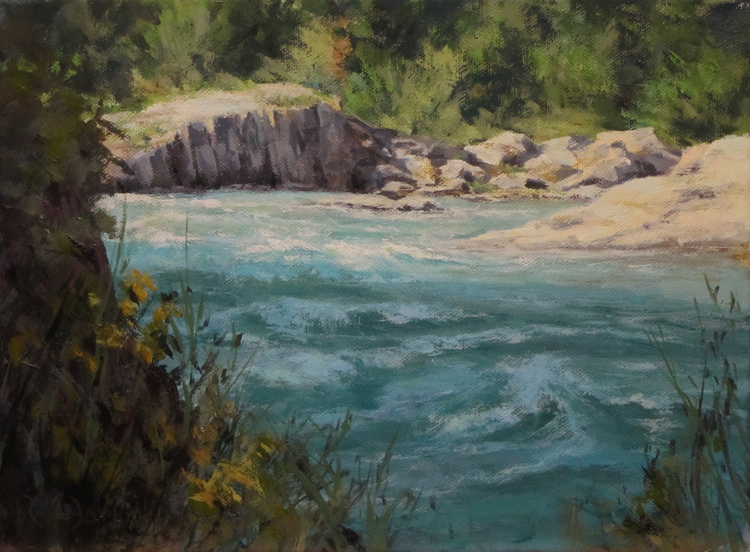original river landscape painting - "Shady River"