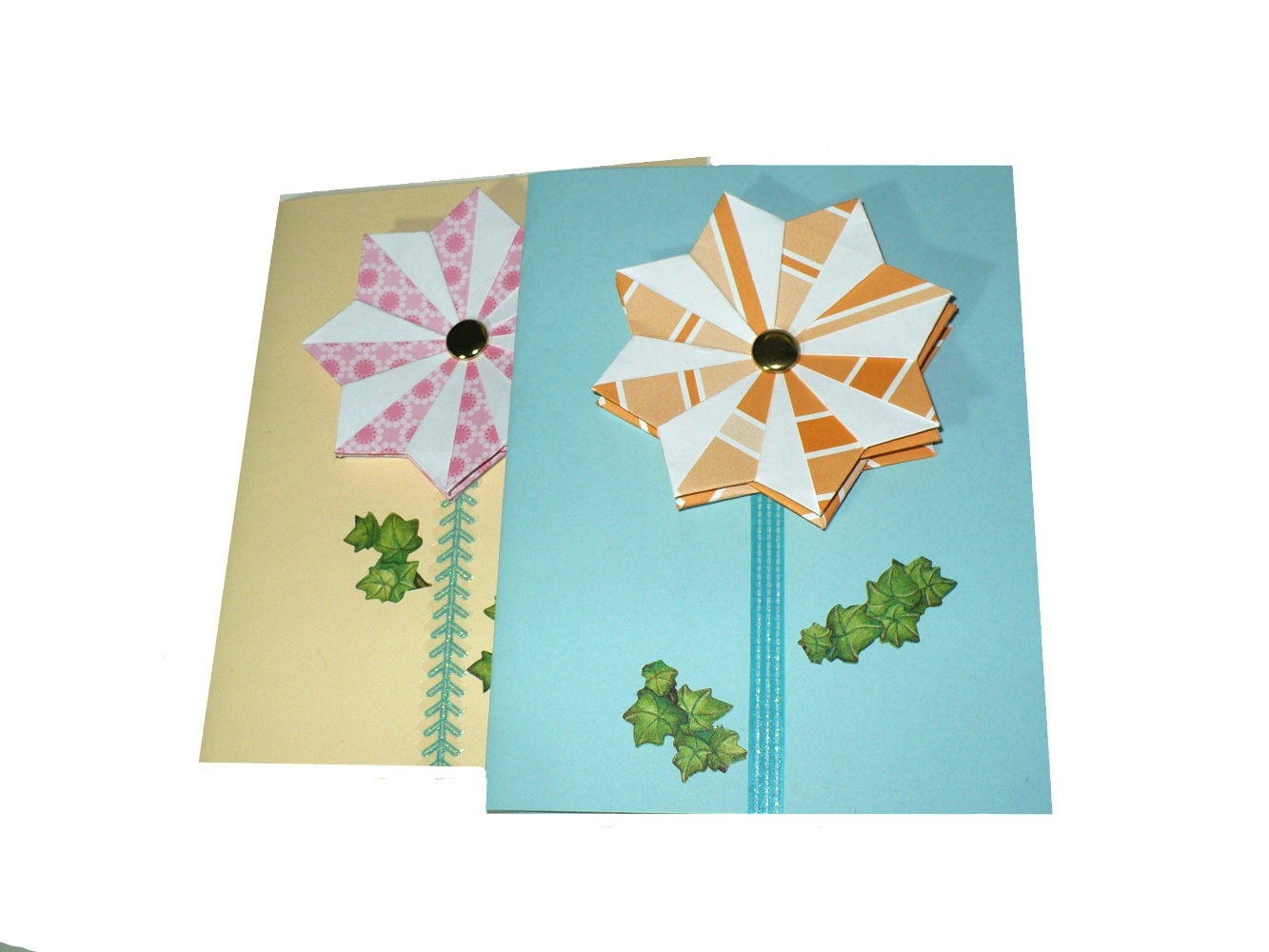 Two Origami Flower Greeting Cards