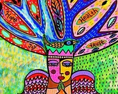 Tree of Life Angel Goddess' - SILBERZWEIG ORIGINAL Art PRINT - Talavera, Bird Of Paradise, Nest,  Virgin Of Guadalupe, Positive Words, Bless