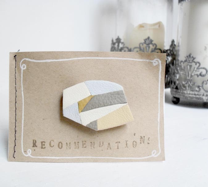 Geometric leather brooch, pastel colours - Upcycled abstract brooch OOAK