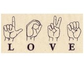 LOVE Sign Language Onesie, Valentines Day, Embroidered, Baby Short Sleeve Bodysuit NB - 9M