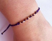 RoseGold Wish bracelet. Lucky Seven Wishes with Rose Gold Nugget Beads in Silk thread. Everyday  Friendship Bracelet