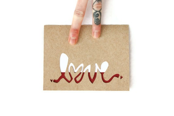 Hand Cut Card: TWO TONE LOVE font