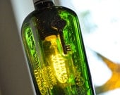Recycled Wine Bottle Liquor Whiskey Gin Pendant Lamp, Hanging Bottle, Hanging Lamp, Bottle Lamp with Edison Lightbulb