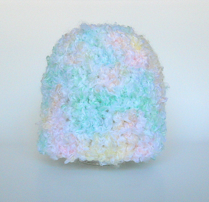 Toddler  Girl White Fuzzy Hat Boy Pastel Blue Cap Light Pink Soft Beanie Pale Rainbow Green Yellow Winter Children Clothing 2 - 5 Years Old