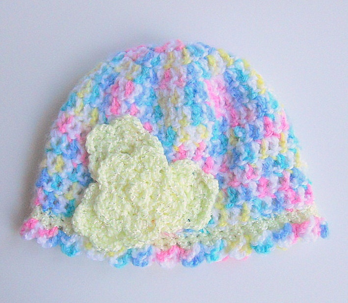 Baby Girl Pastel Hat Infant Cap Yellow Flower Beanie Children Clothing Winter Cloche  Pale Light Rainbow Green Blue Pink White