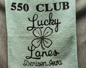 Lucky Lanes Mint Green Vintage Bowling Towel 550 Club Denison Iowa