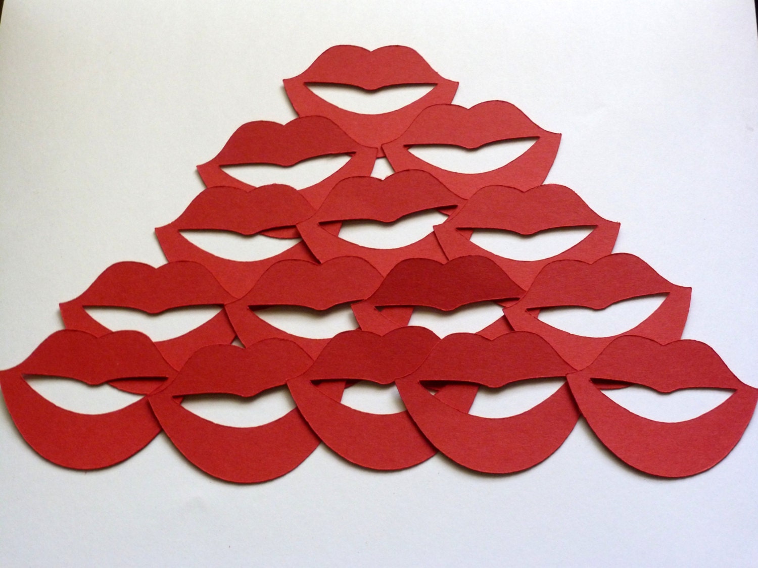 100 pcs Mustache Moustache Party Photo Booth Props Red Lips Staches Die Cuts Made to Order