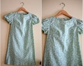 Vintage Minty Green-Blue Floral Mini Babydoll Dress - 1960s
